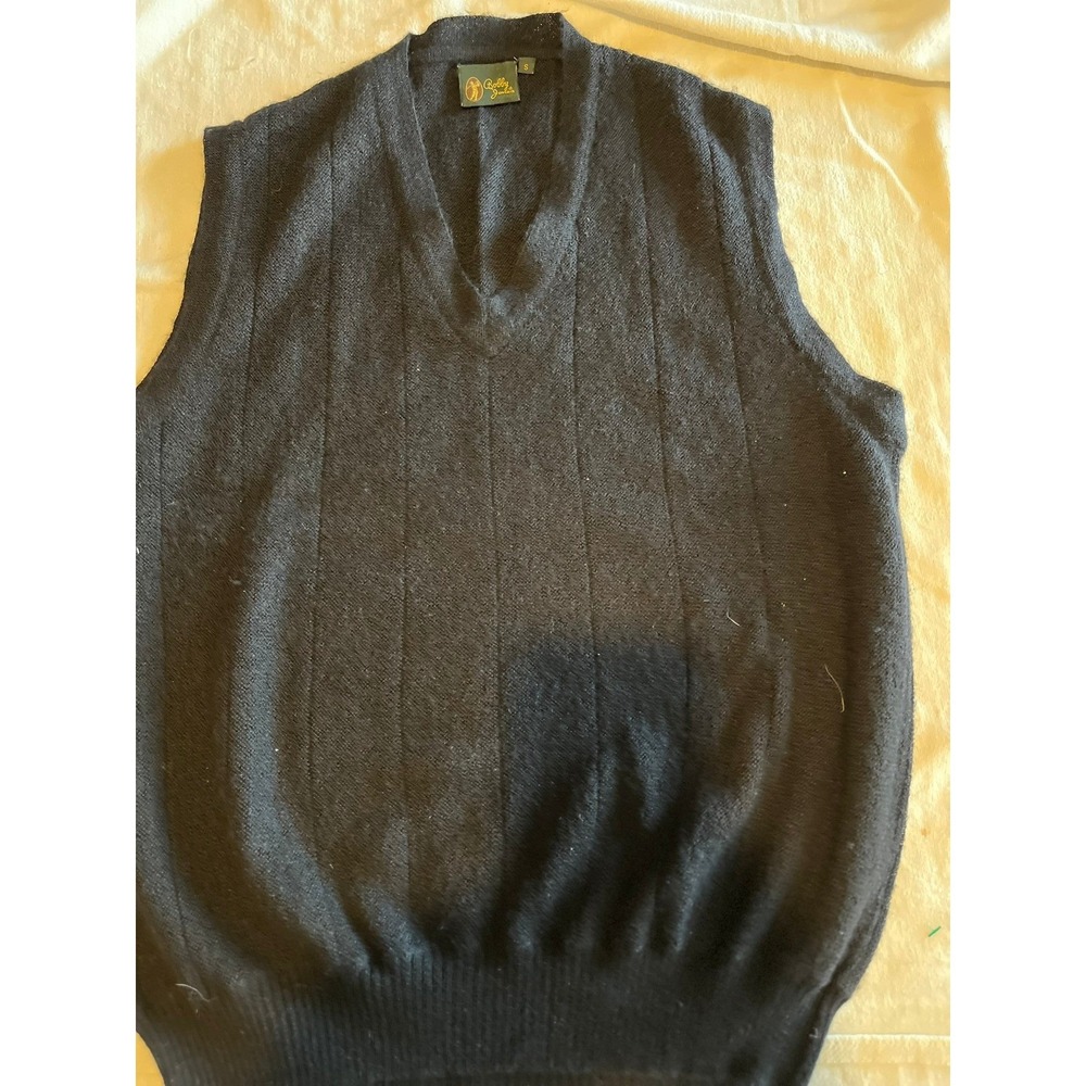 Bobby Jones Golf Vest Mens Small V-Neck Alpaca Wool ‎ Sleeveless Black Sweater